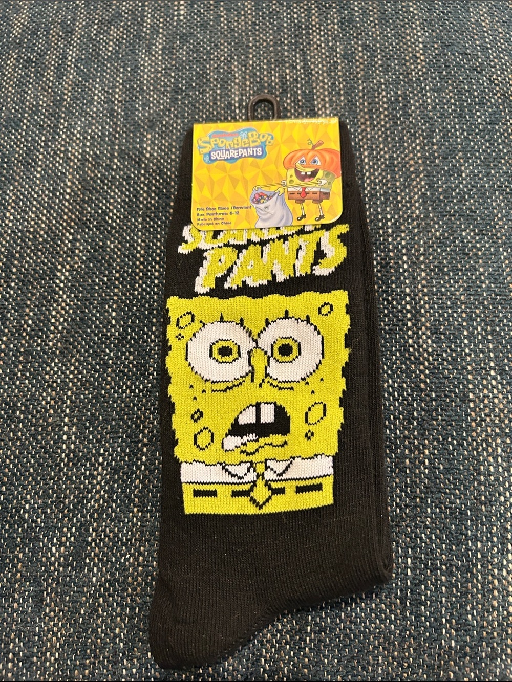 SpongeBob SquarePants Black & Yellow Graphic Crew Socks